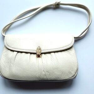 MM Elegant Cream Leather Clutch